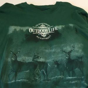 Green Sportsman’s Outdoor Life SZ XL(46-48)Long-Sleeve Hunting Shirt.DeerGraphic
